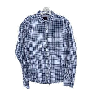 UNTUCKIT Mens Blue Checkered Button Down Shirt Large Slim‎ Fit Cotton Casual